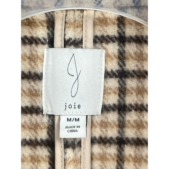 Joie Long Line Plaid Open Shacket Blazer Brown Sz Medium - Picture 4 of 6